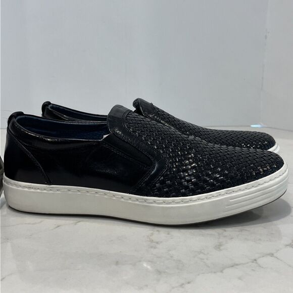 Spring Step Mens Sz 41 8 8.5 DANIELO Slip On Sneaker Loafer Black Weave Leather - Picture 7 of 14